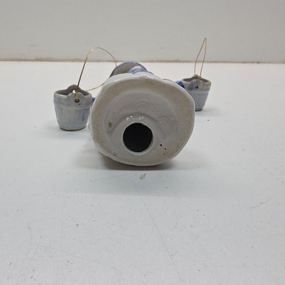 Vintage Chinese Porcelain Blue White Fisherman Figurine Water Buckets and Fish - Picture 9 of 9